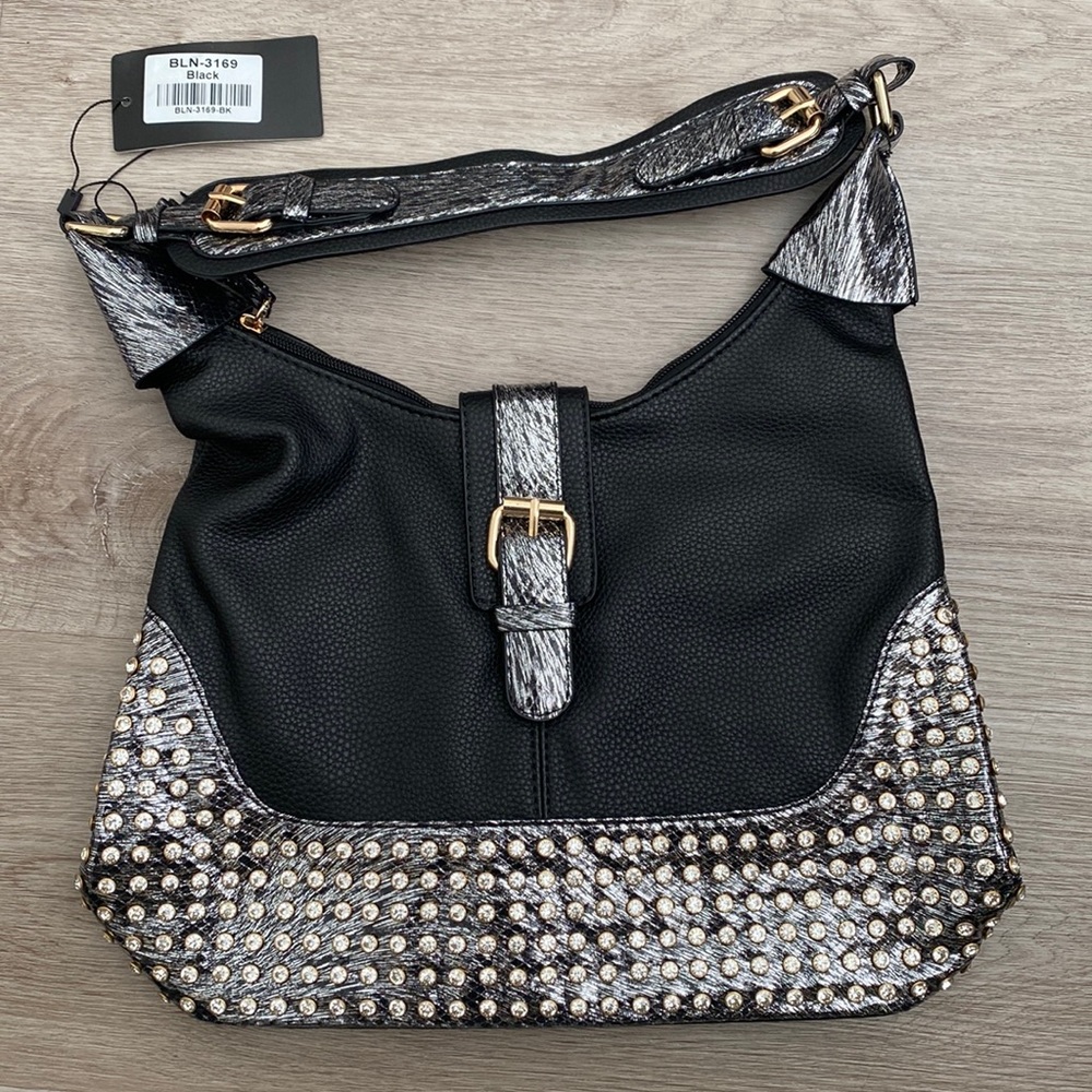 Decorative Rhinestone Hobo Handbag